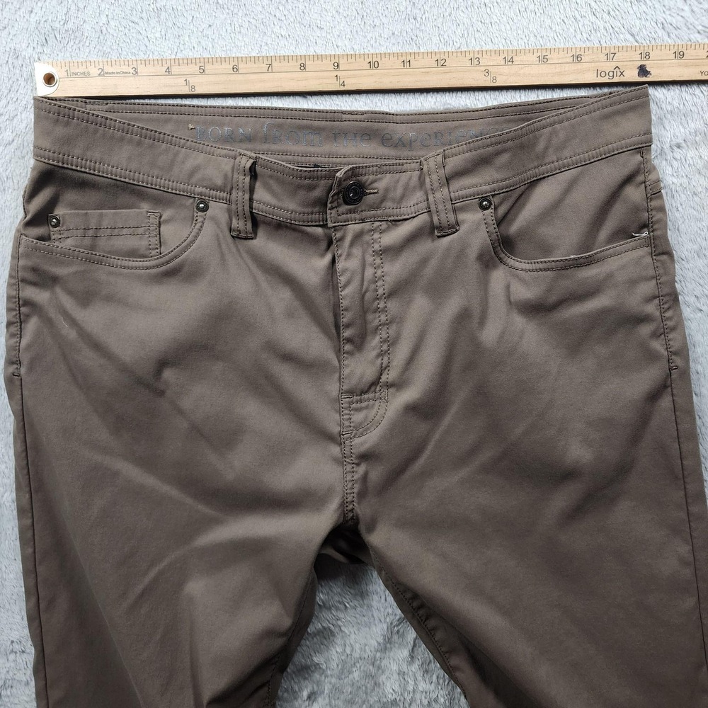 PrAna Breathe Pants Mens 38x30 (Fits 36x30) Brown Slim Fit Stretch Chino Casual - Picture 9 of 14